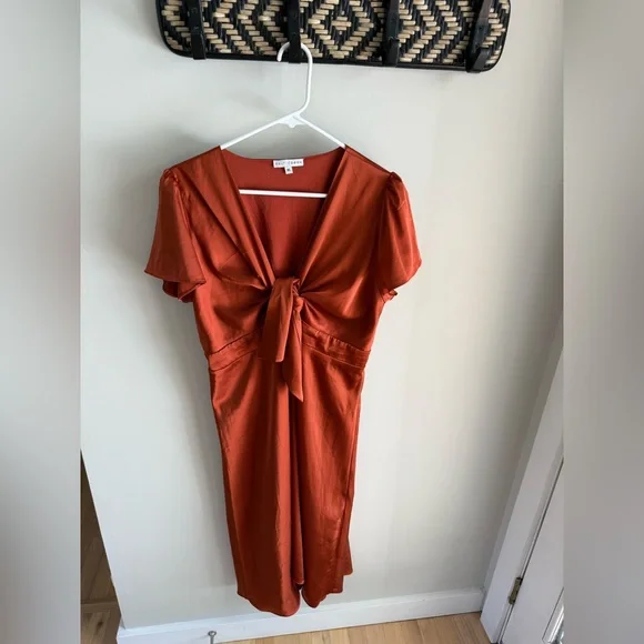 Baltic Born Poppy Satin Midi Dress - Rust Burnt Orange - Size Extra Large XL - Picture 3 of 14